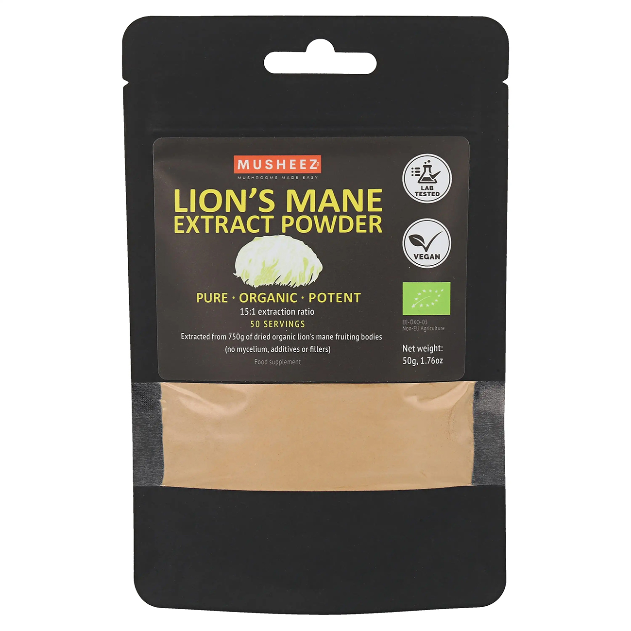 Lion's Mane / Löwenmähne Vitalpilz Extrakt Pulver 50 g BIO/kbA