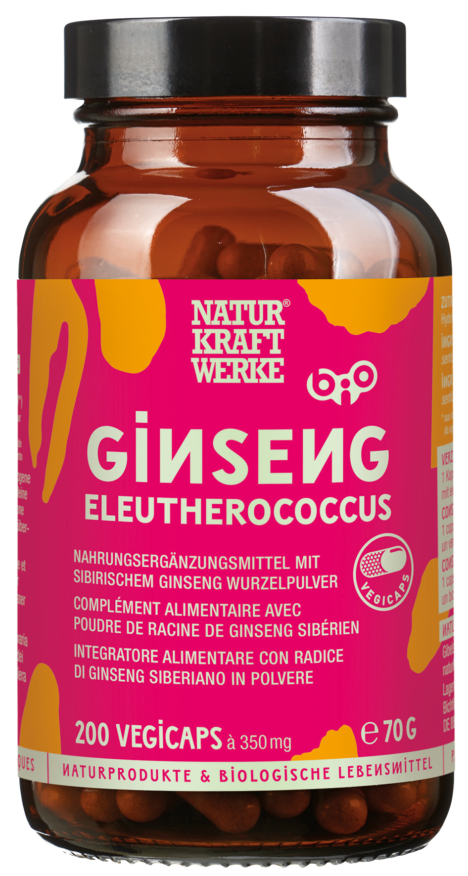 Ginseng_RGBngBLnnwdza4qb Ginseng Eleutherococcus 200 Vegicaps à 350 mg BIO/kbA
