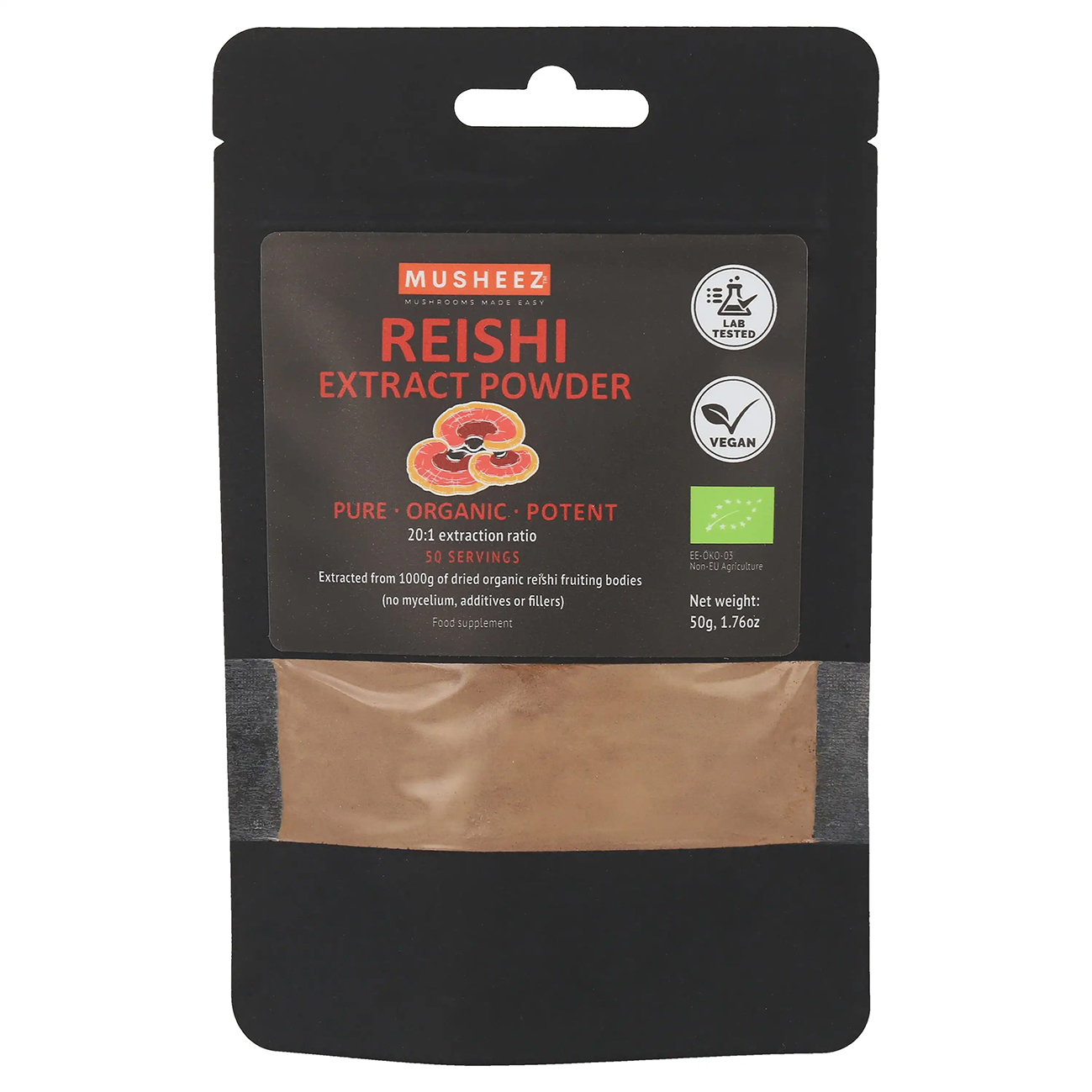 Reishi-extract-powder-10JzphnB23VYDA Reishi Vitalpilz Extrakt Pulver 50 g BIO/kbA