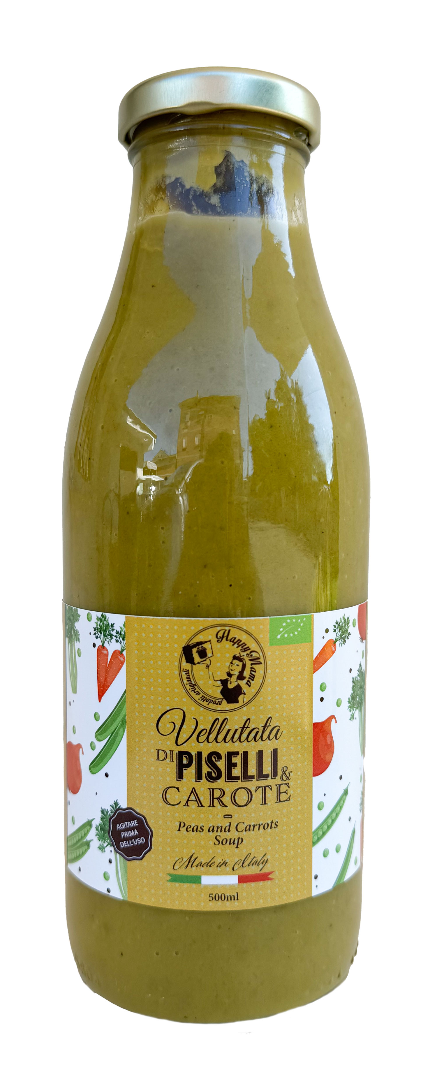 PISELLI-E-CAROTE Erbsen und Karotten Suppe Happy Mama 500 ml BIO/kbA