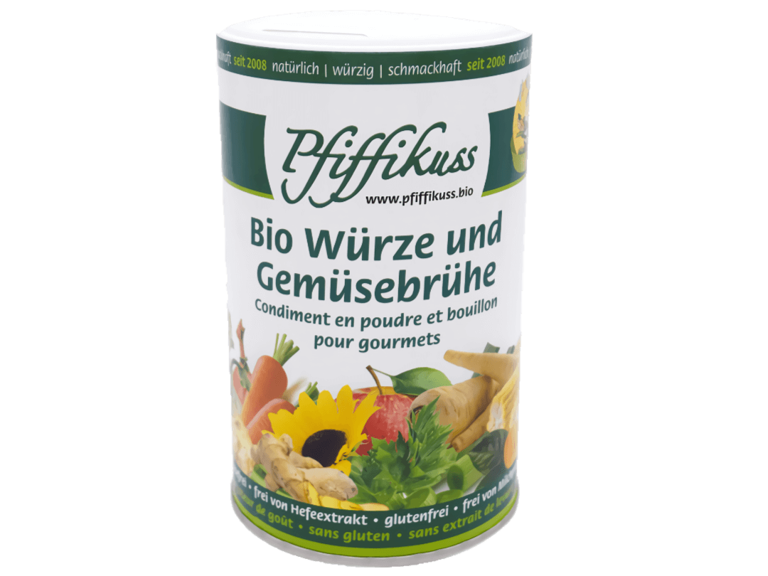 Pfiffikuss Würze und Gemüsebrühe Dose 250 g BIO/kbA Pfiffikuss Würze und Gemüsebrühe Dose 250 g BIO/kbA