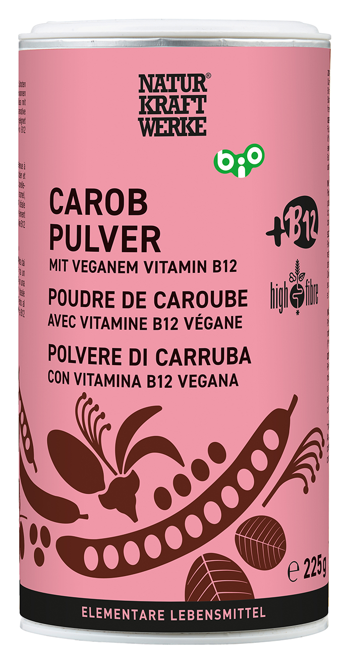 Carob Pulver mit B12 225 g BIO/kbA